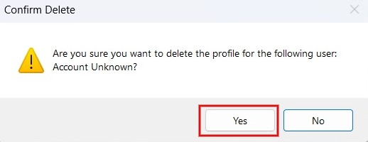Clicking "Yes"" in "Confirm Delete" pop-up.