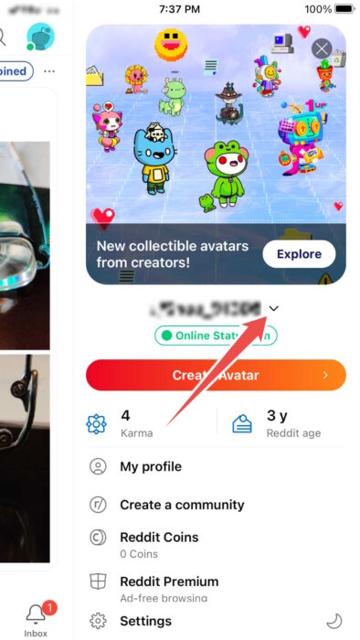 Down Caret In The Reddit App