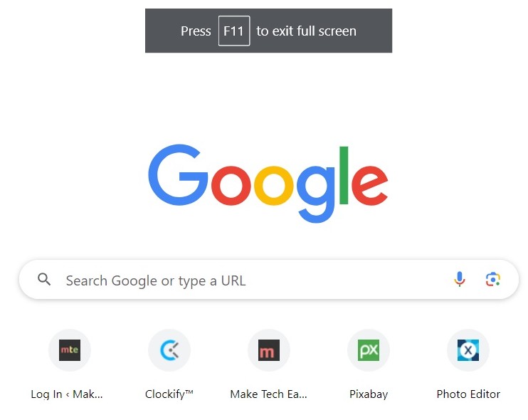 Pressing shortcut to exit from Chrome full screen mode. 