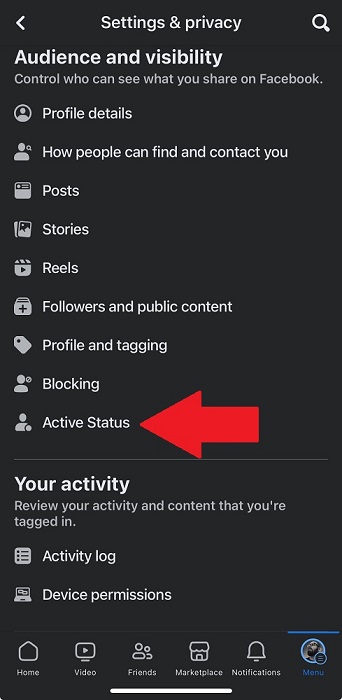 Facebook Mobile Active Status