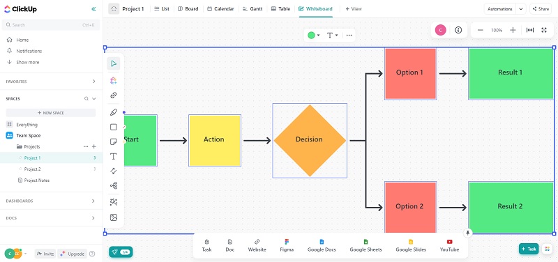 ClickUp interface overview.