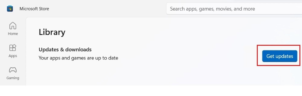 Clicking on "Get updates"" button in Microsoft Store app. 