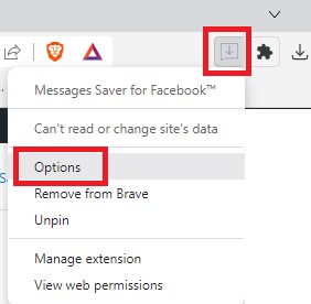 Right-clicking extension in Chrome menu.