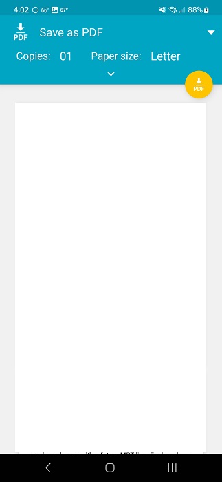 Save as PDF option on Android.