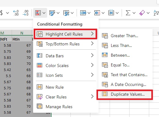 Highlight duplicates values with conditional formatting in Excel