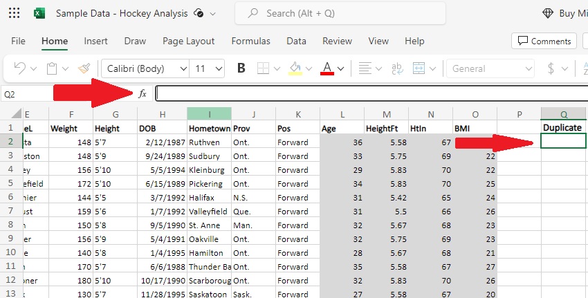 Enter a formula into a cell in Excel