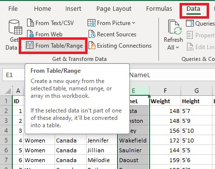 Select From Table/Range in the Data tab in Excel to set up a Power Query