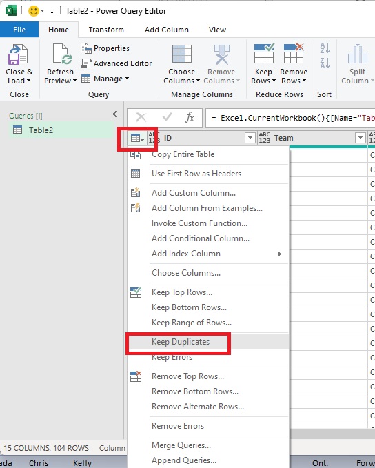 Keep Duplicates in the Excel Power Query