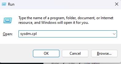 Typing command in Run window.