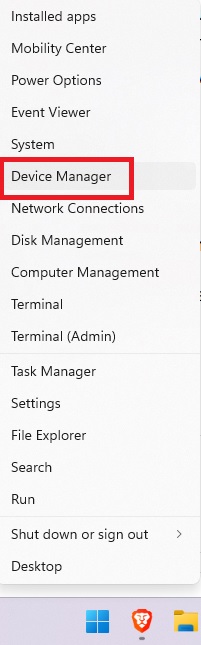Clicking on "Device Manager" in WinX menu. 