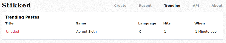 A screenshot showing the list of trending pastes in the current instance.