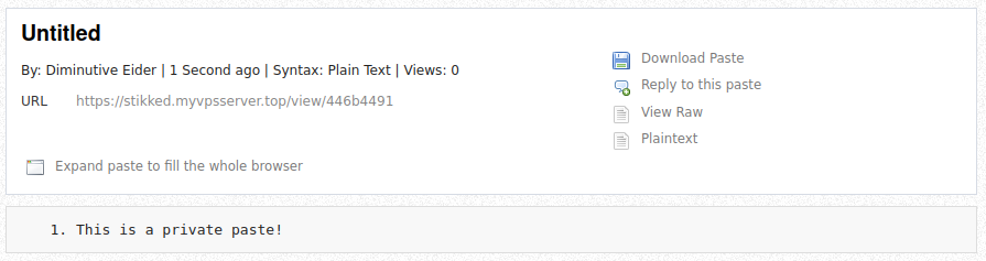 A screenshot showing a private paste.