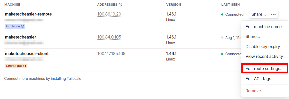 A screenshot showing the location of the routing settings in the admin console.