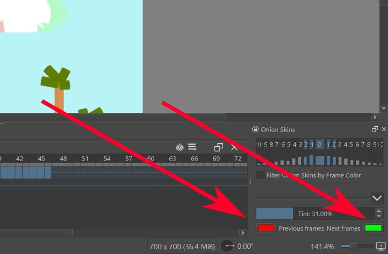 Krita Animation Red Box On Onion Skinning Color
