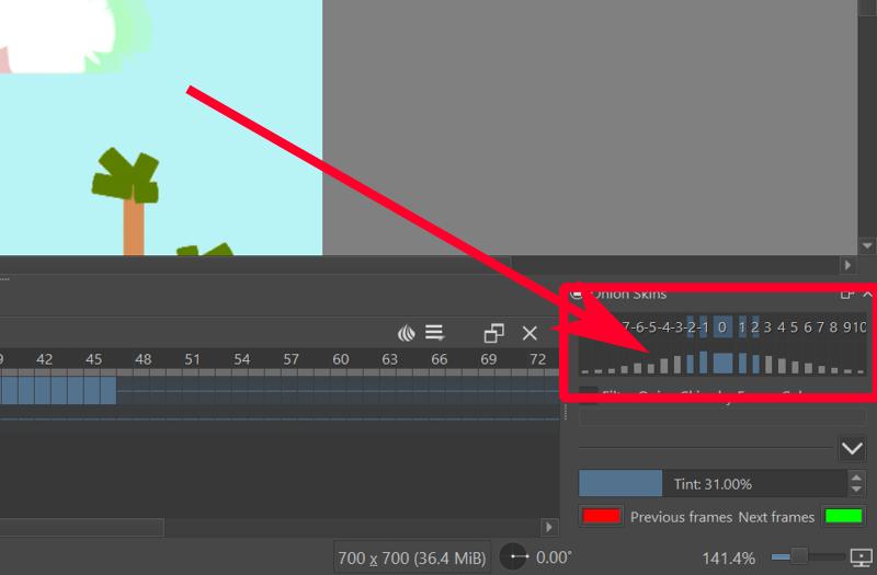 Krita Animation Red Box On Onion Skinning Settings Frame Color Strength