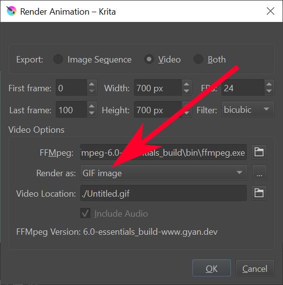 Krita Animation Render As