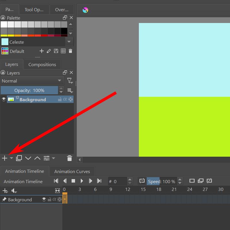 Krita Animation Workspace New Paint Layer