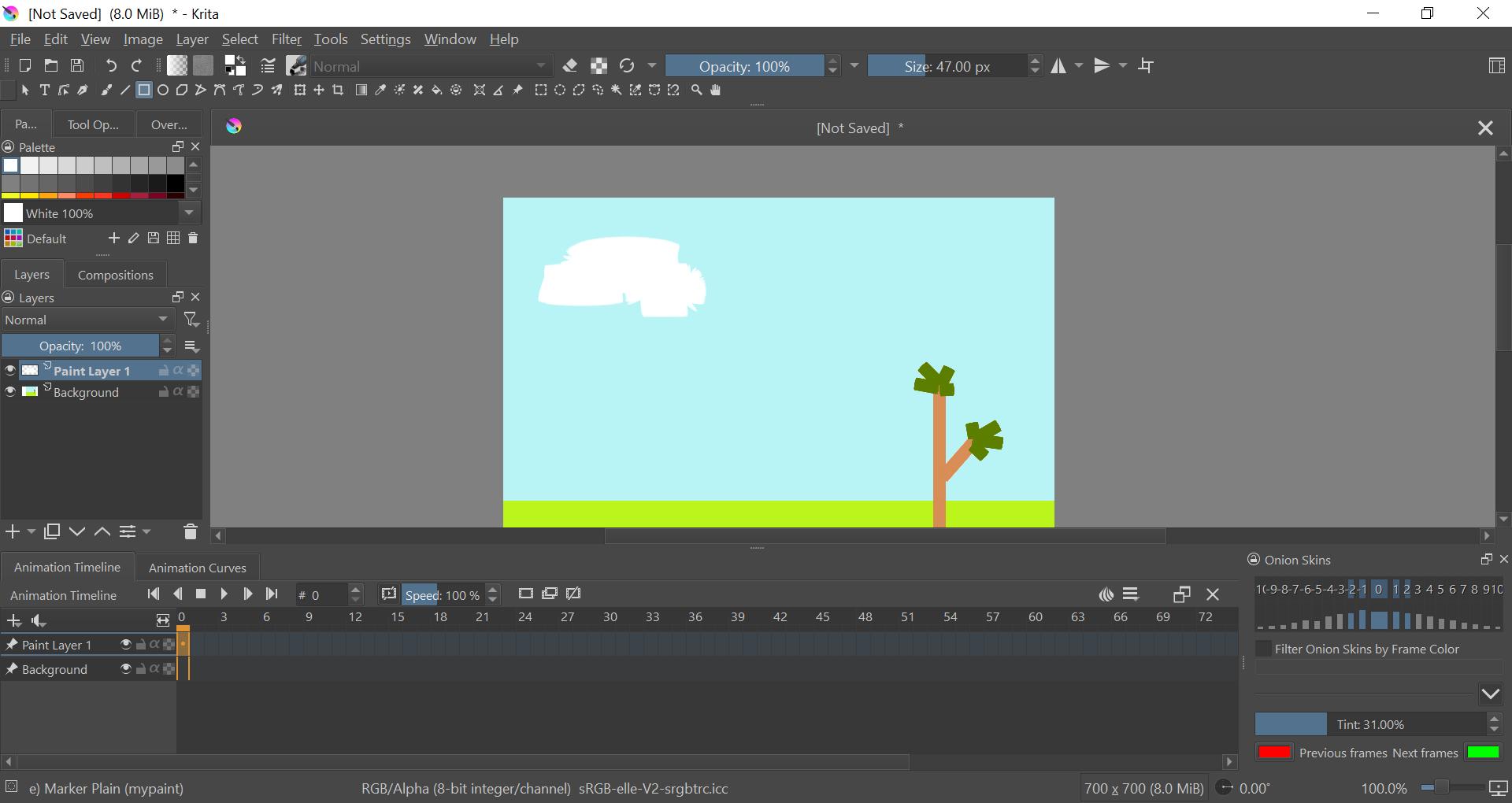 Krita Drawing On New Paint Layer