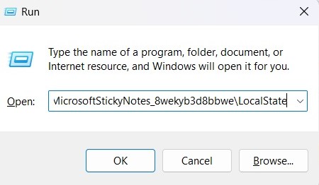 Typing command in Run window.