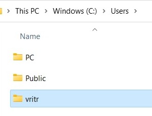 Selecting user profile for deletion via File Explorer.