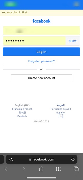 Logging Into Facebook In Safari On Iphone