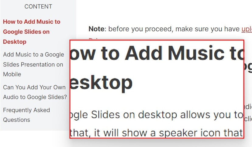 Using "Lens mode" for Magnifier on an web article.