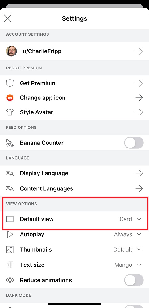 View Options on Reddit Mobile