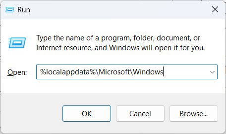 Typing command in Run window.