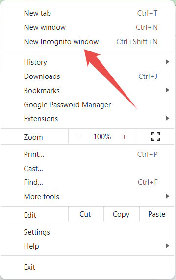 Opening A New Icognito Mode On Chrome