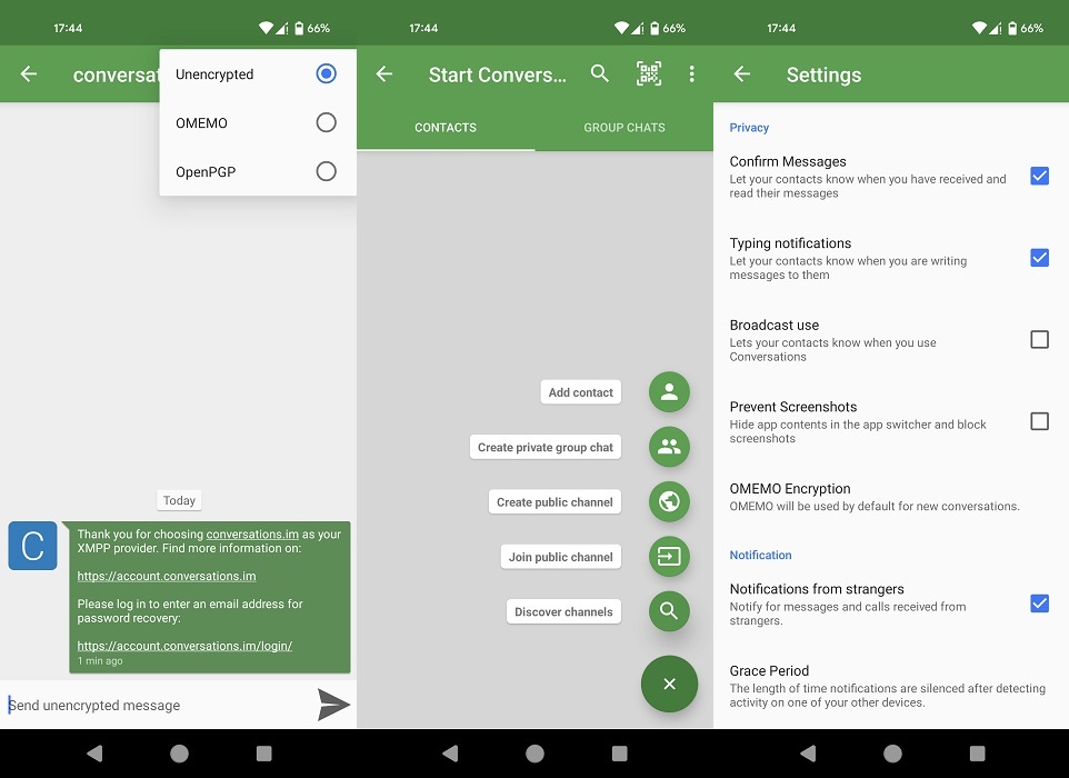 Conversation app interface overview.
