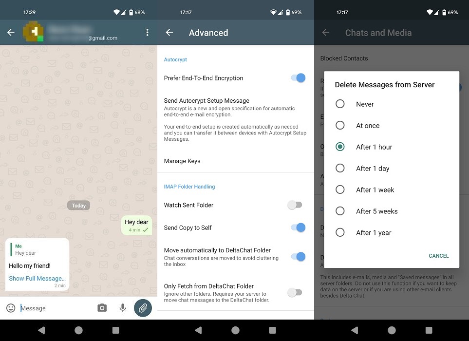 Delta app interface overview.