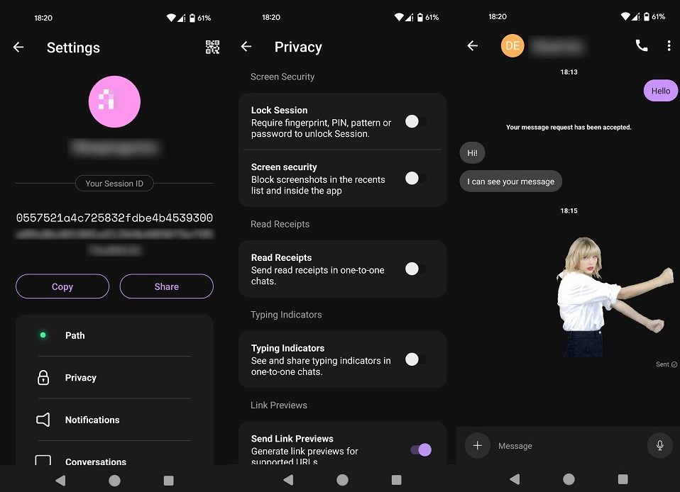 Session app interface overview.