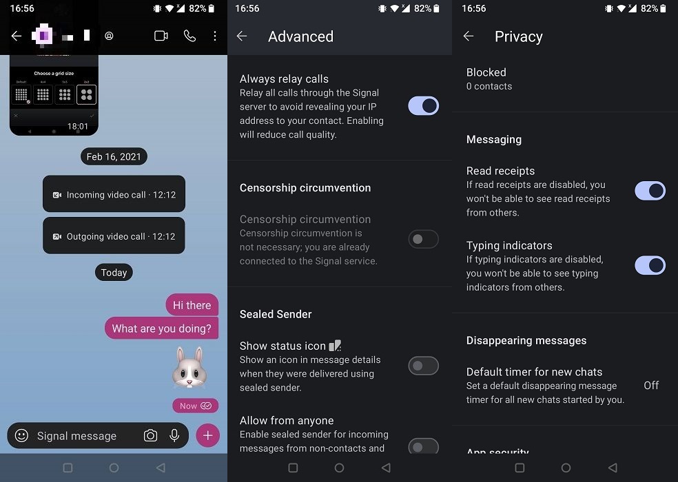 Signal app interface overview.