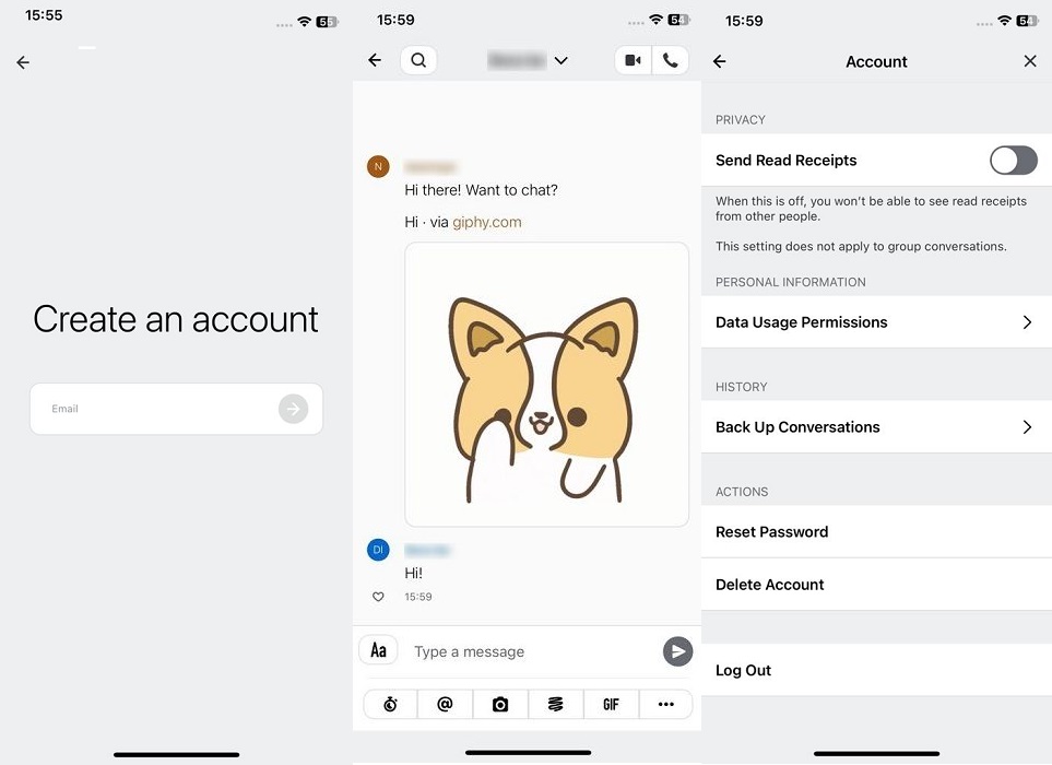Wire app interface overview.