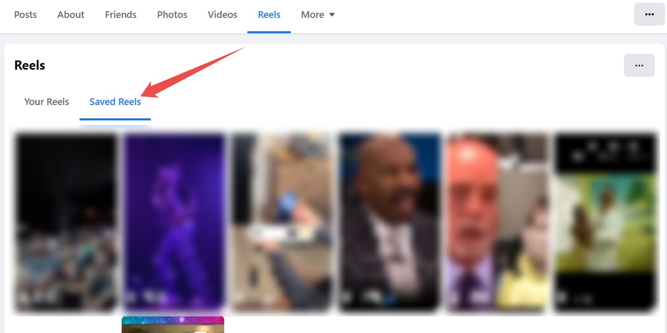 Profile Page On The Facebook Website With The Saved Reels Option Highlighted