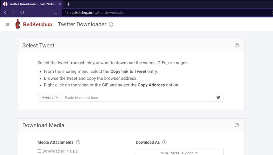 Red Ketchup Twitter Downloader Page