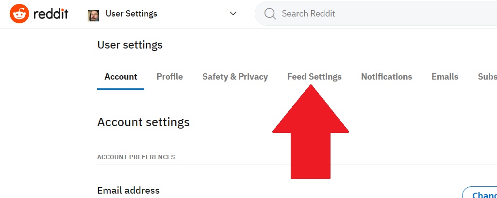 Reddit Feed Settings Menu