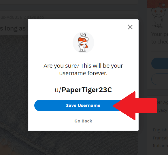 Reddit save username