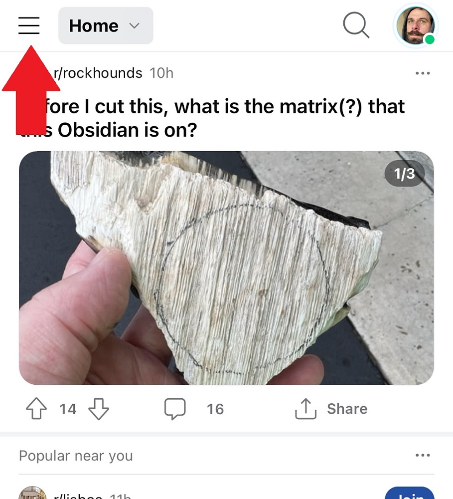 Reddit Mobile Hamburger Menu