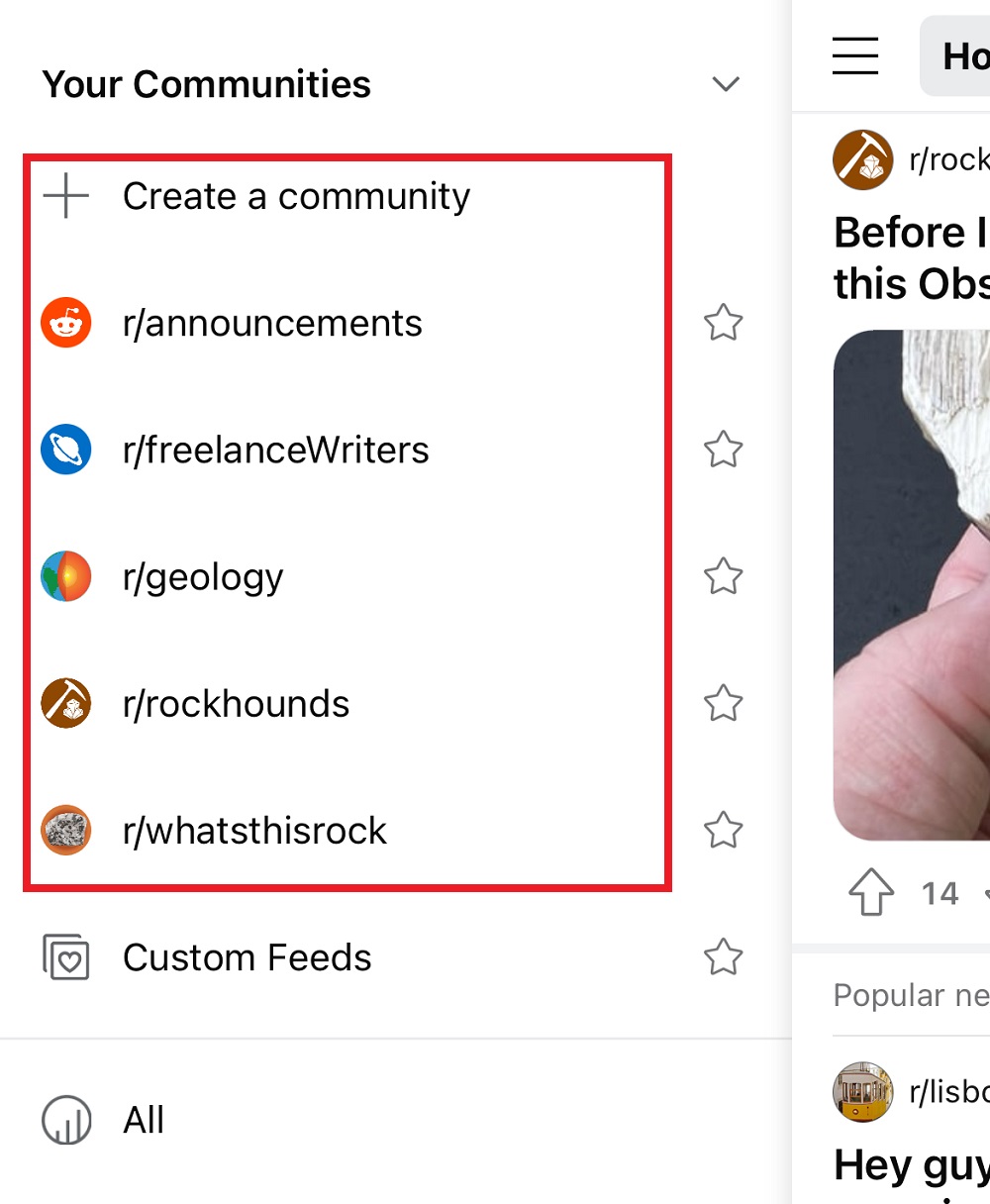 Reddit Mobile Feed Communities