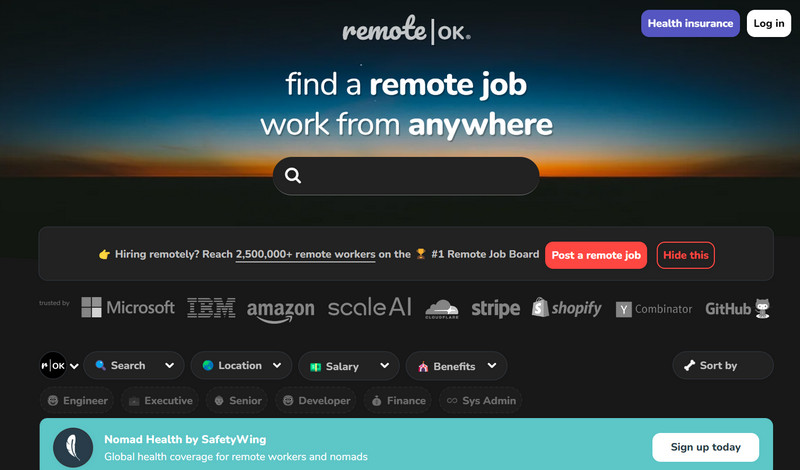 RemoteOK webpage