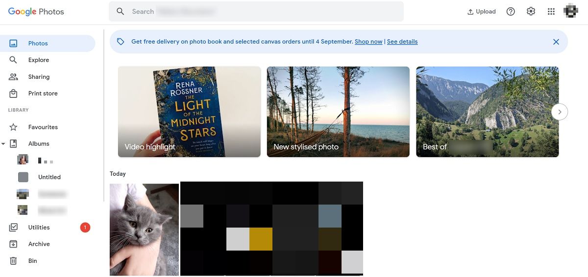Google Photos view on web with image uploaded from Android visible. 