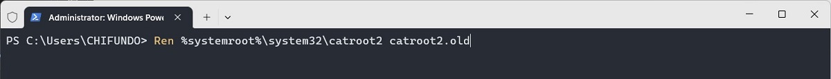 Renaming catroot2 folder via PowerShell.