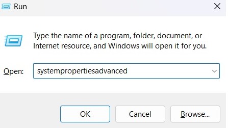 Typing command in Run window.