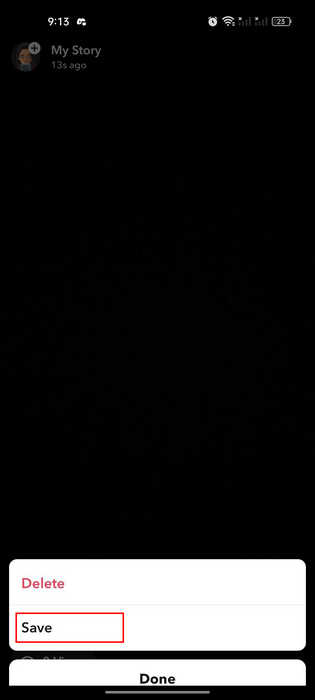 Tapping "Save" on a particular story to add it to Memories.