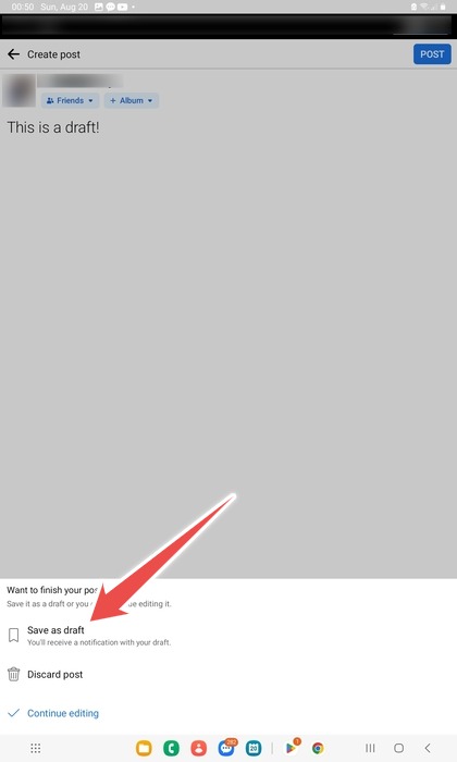 Saving A Draft In The Facebook Android App