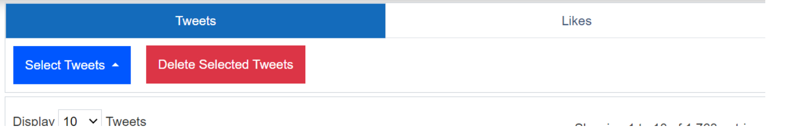 Select Tweets or Likes To Delete In Easy Tweet Deleter