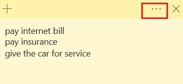 Clicking the three dots button in Sticky Notes app. 