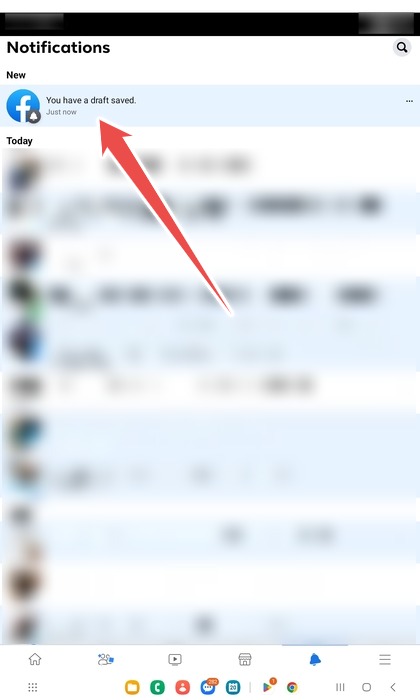Tapping The Draft Saved Notification In The Facebook Android App