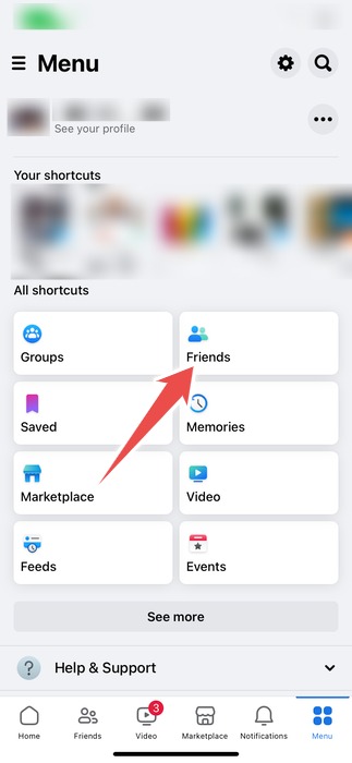 The Friends Button In The Menu Page In The Facebook App On Iphone